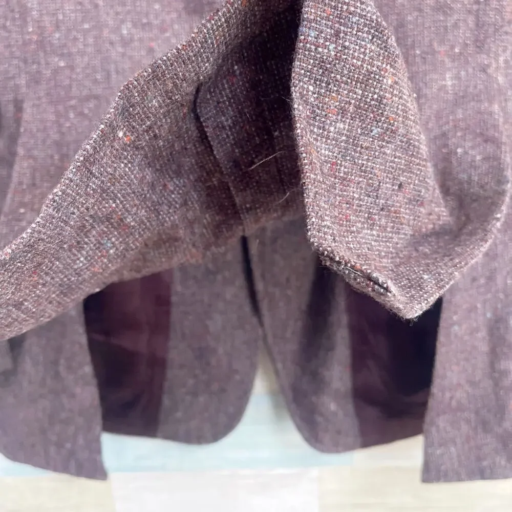 Fioravanti Tweed Sport Coat Brown Patch Pocket Elbow Patches Bespoke Mens 40L
